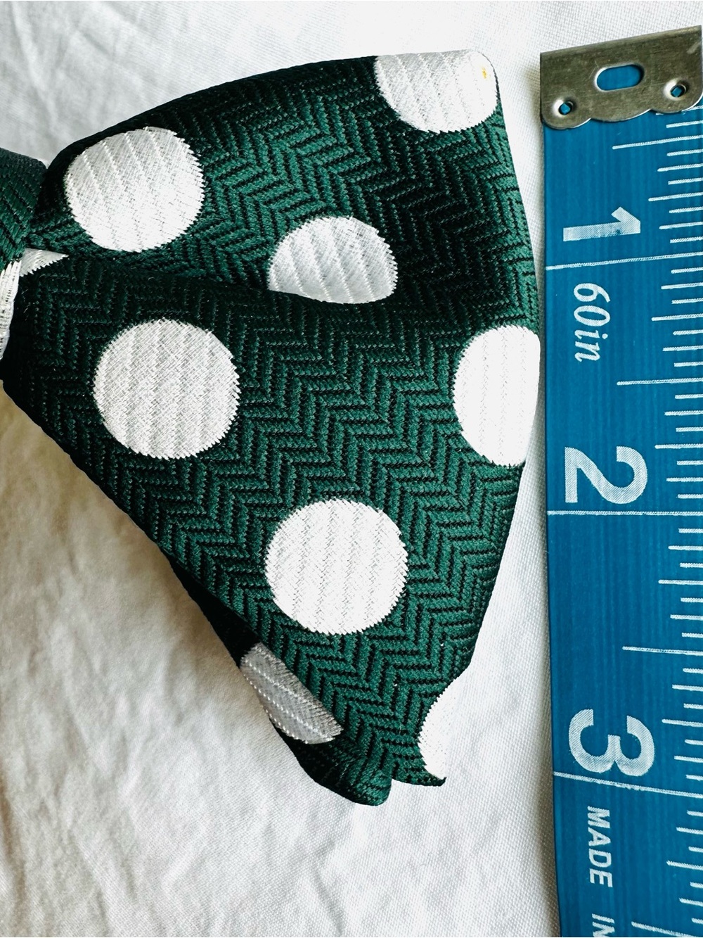 Vintage Royal Rust Resistant Bow Tie Green White Polka Dots - Picture 7 of 8